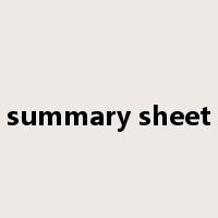 summary sheet是什么意思