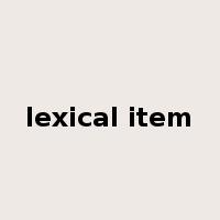 lexical item是什么意思