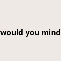 would you mind是什么意思