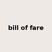 bill of fare是什么意思