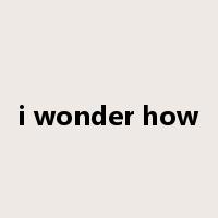 i wonder how是什么意思
