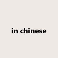 in chinese是什么意思