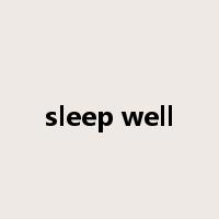 sleep well是什么意思