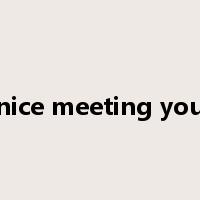 nice meeting you是什么意思