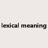 lexical meaning是什么意思