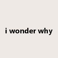 i wonder why是什么意思
