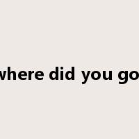 where did you go?是什么意思
