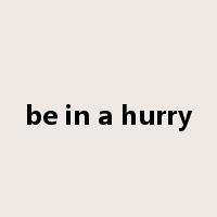 be in a hurry是什么意思