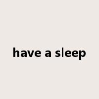 have a sleep是什么意思