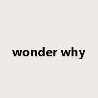wonder why是什么意思