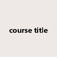 course title是什么意思