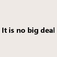 It is no big deal是什么意思