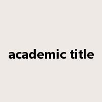 academic title是什么意思