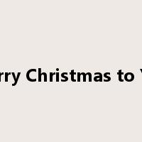 Merry Christmas to You是什么意思