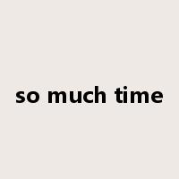 so much time是什么意思
