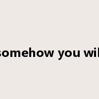 somehow you will是什么意思
